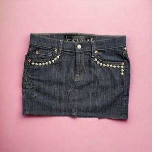 7 For All Mankind The Great China Wall Festival Denim Mini Skirt Women’s Sz 26